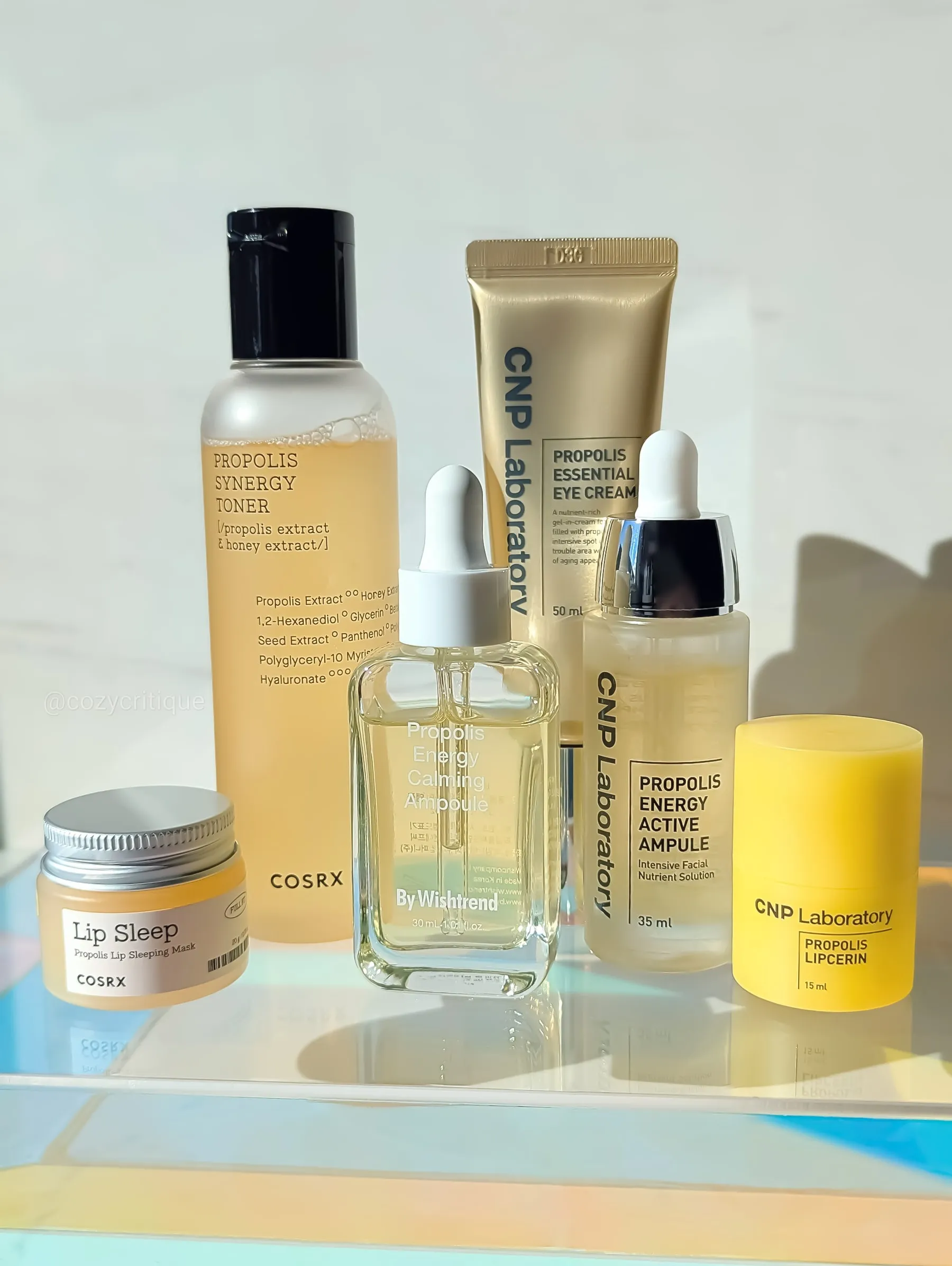 A selection of propolis skincare products