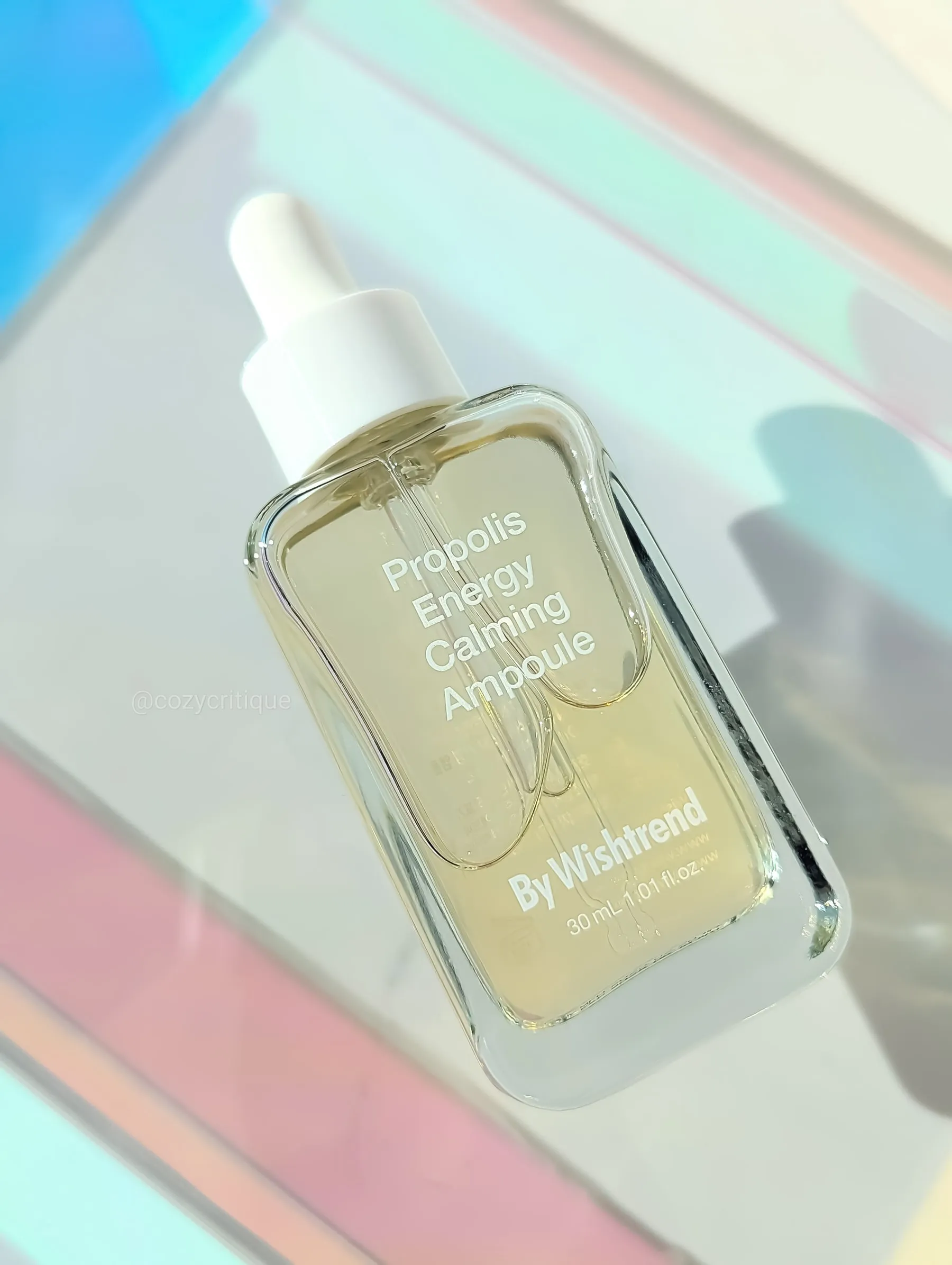 By Wishtrend Propolis Ampoule laying on a tray