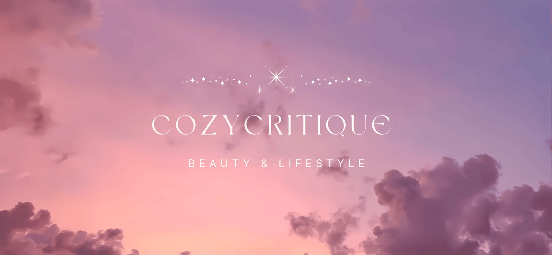 Cozy Critique — Beauty & Lifestyle, with stars over the original sunset clouds