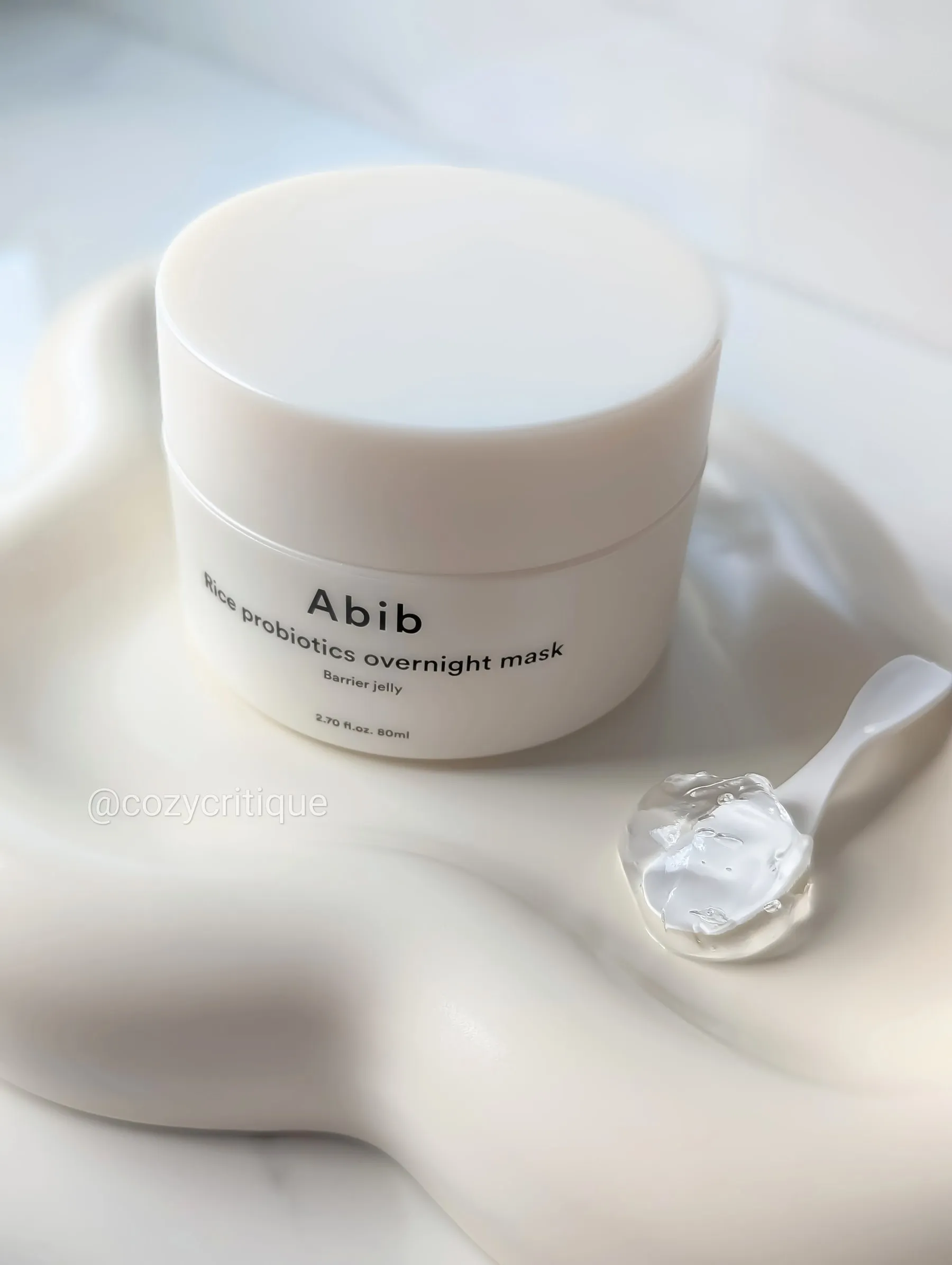 Abib Barrier Jelly on a tray with a spoonful of product