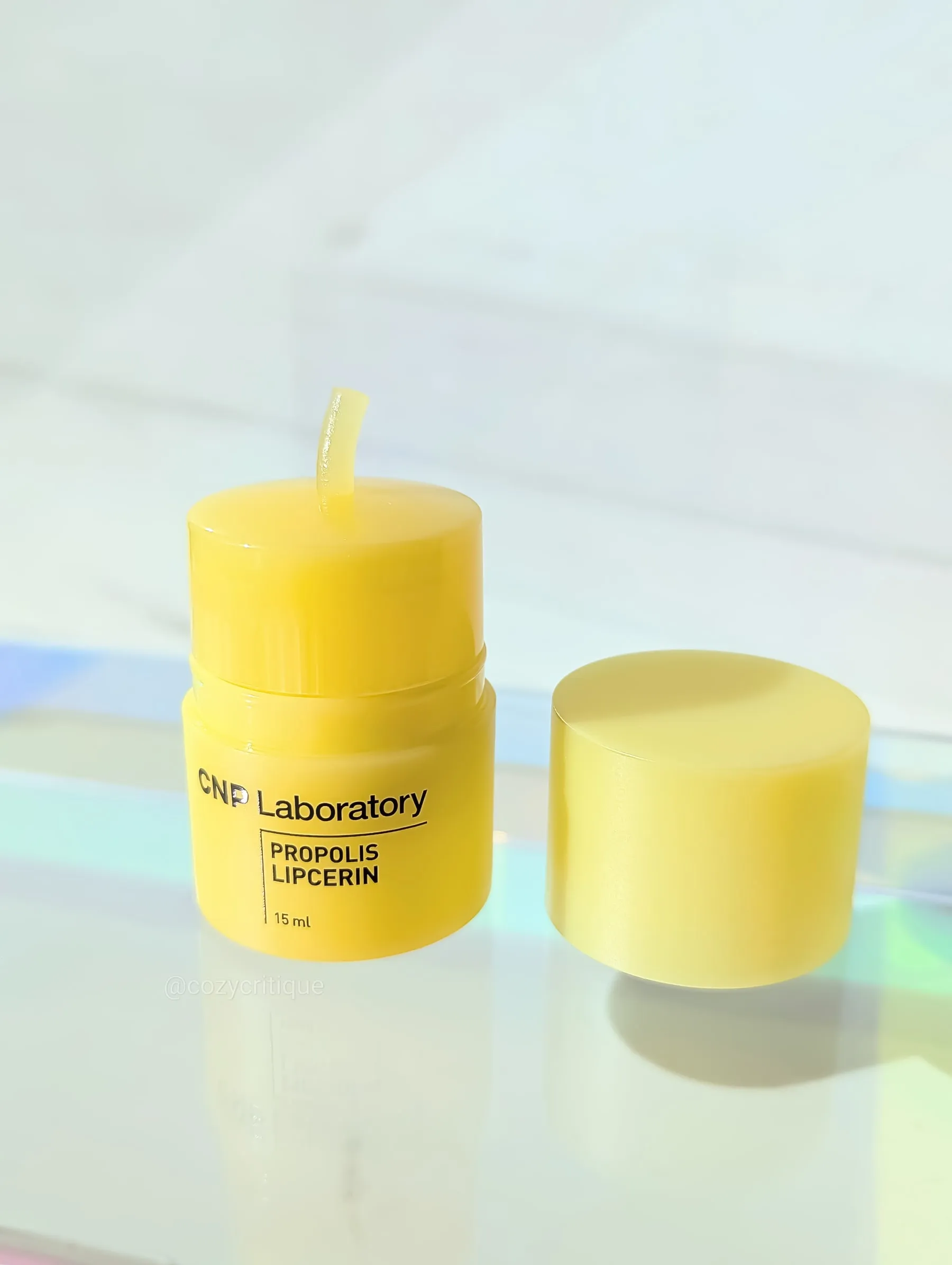 CNP Laboratory Propolis lipcerin on a tray